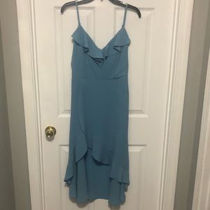 Gianni Bini High Low Dress Romper Med Dusty Blue